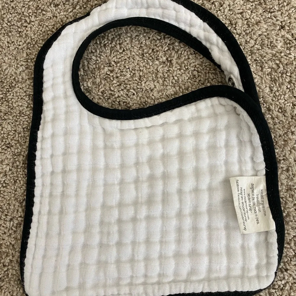 Bundle of 3- Modern Burlap Bibs - organic cotton monochrome black and white